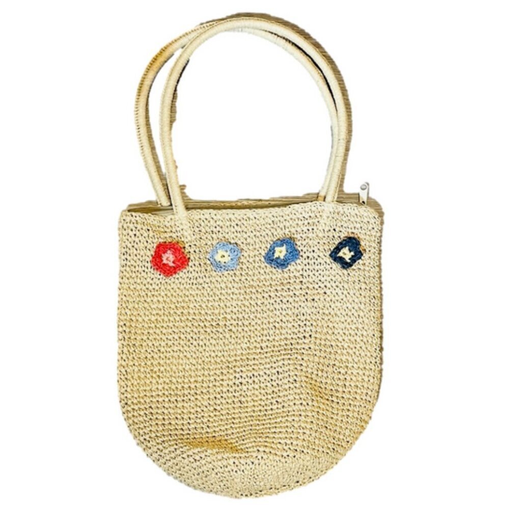 Wicker Floral Tote Bag Lined Cottagecore Prairie Summer